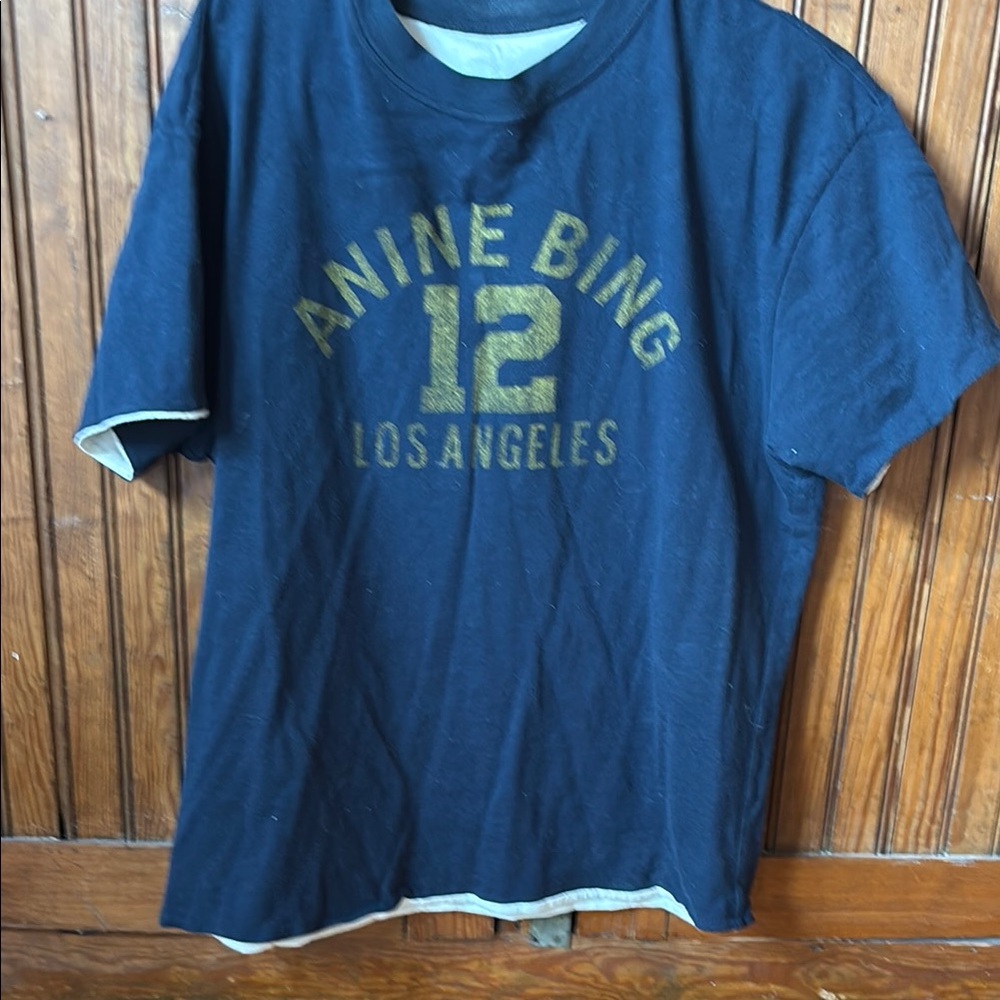 Anine Bing Toni Navy Blue Graphic T-Shirt